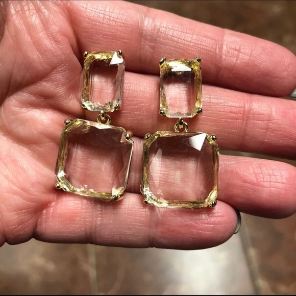 Clear Crystals and Gold Earrings - Picture 6 of 7